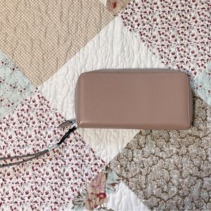 RFID Blocking Leather Large Capacity Wristlet Wallet/Phone Holder, Blush